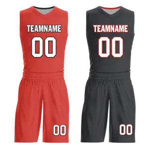 Custom Red Black Classic Style Reversible Basketball Uniform Personalized Ordinary BBJR-D017038