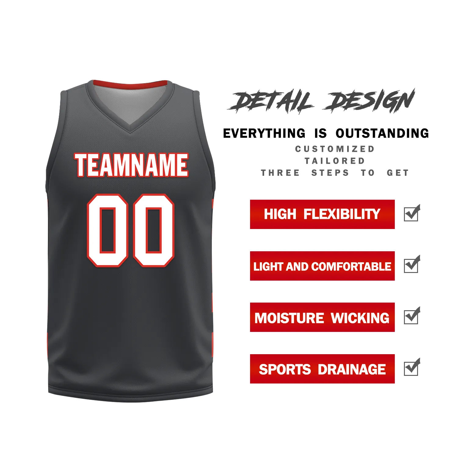 Custom Red Black Classic Style Reversible Basketball Uniform Personalized Ordinary BBJR-D017038