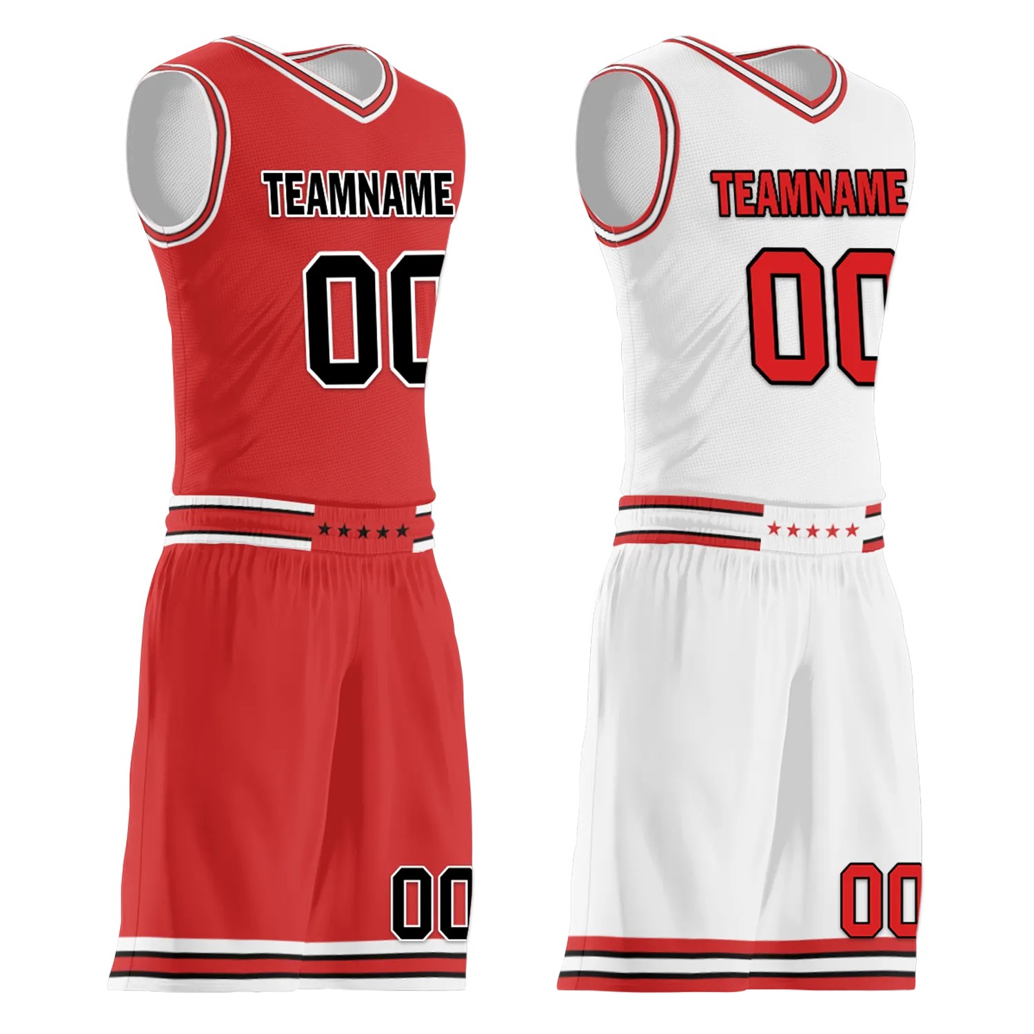 Custom Red White Classic Style Reversible Basketball Uniform Personalized BBJR-D017005