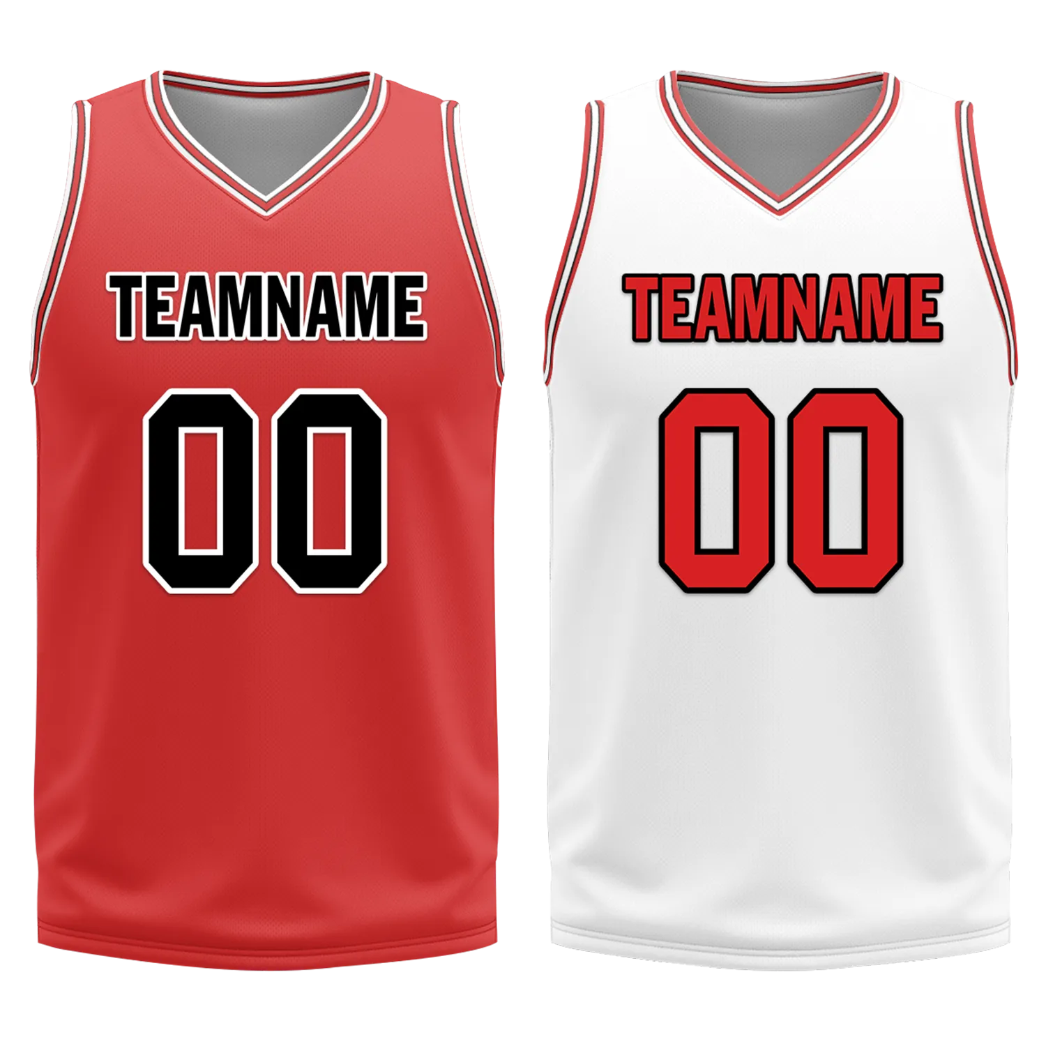 Custom Red White Classic Style Reversible Basketball Uniform Personalized BBJR-D017005