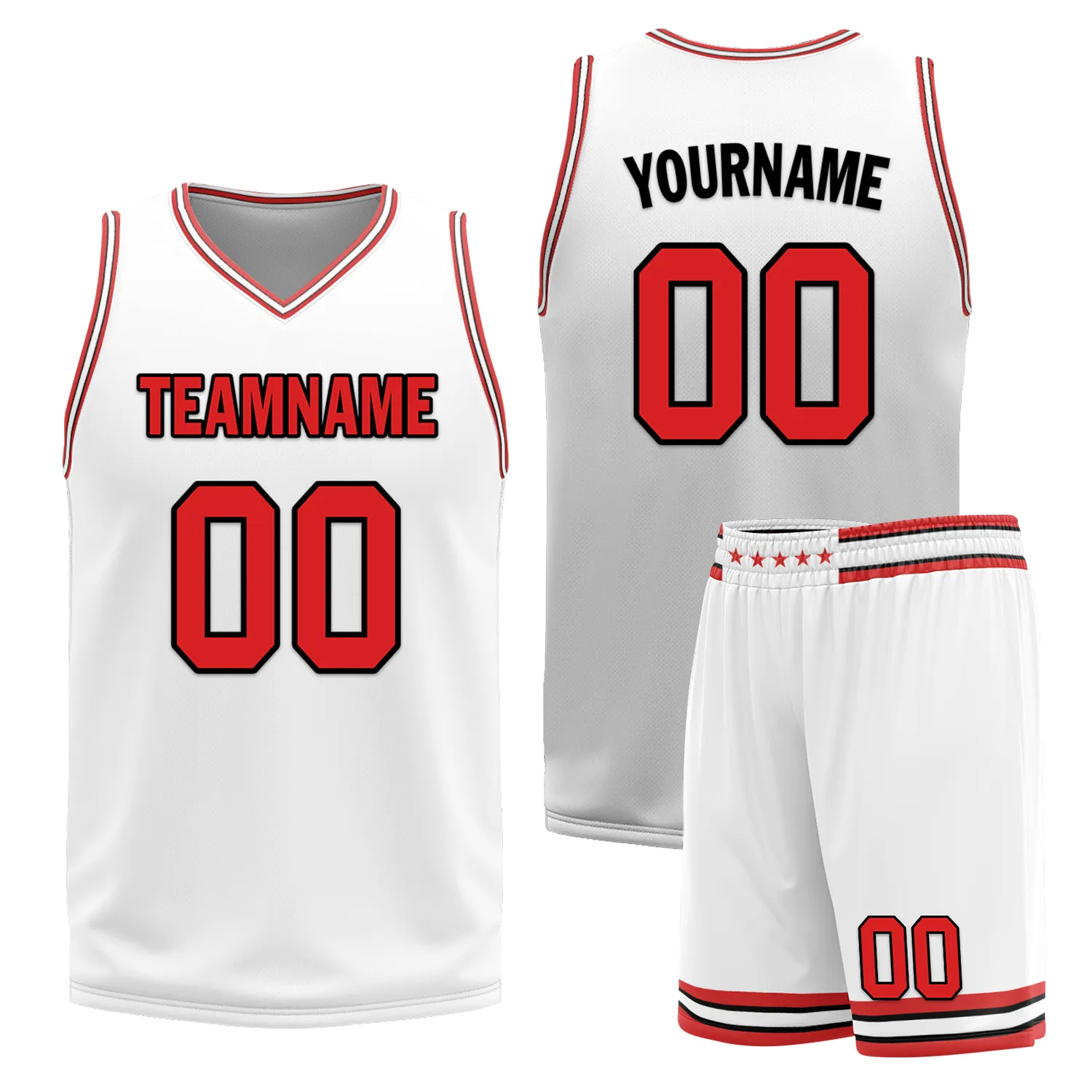 Custom Red White Classic Style Reversible Basketball Uniform Personalized BBJR-D017005