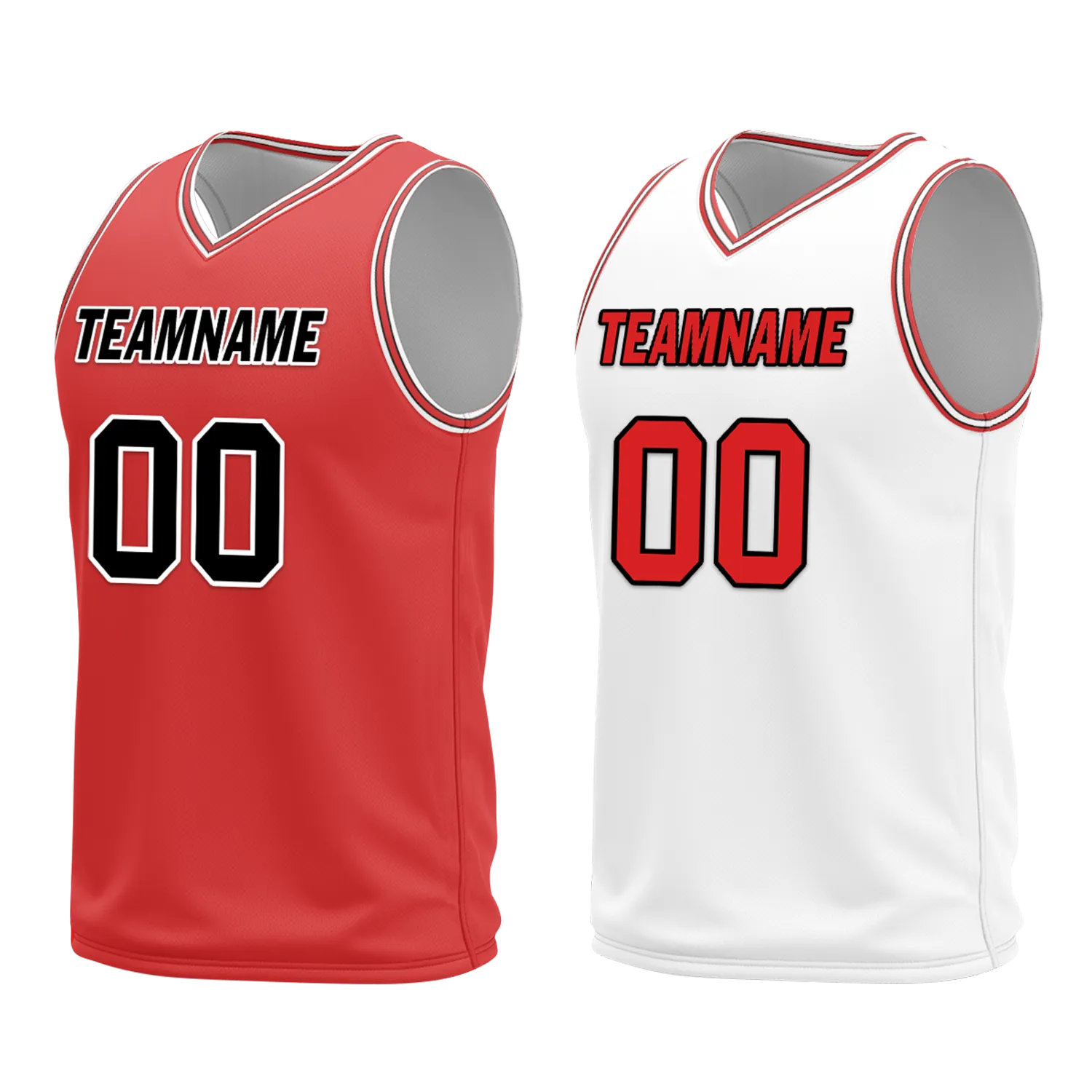 Custom Red White Classic Style Reversible Basketball Uniform Personalized BBJR-D017005