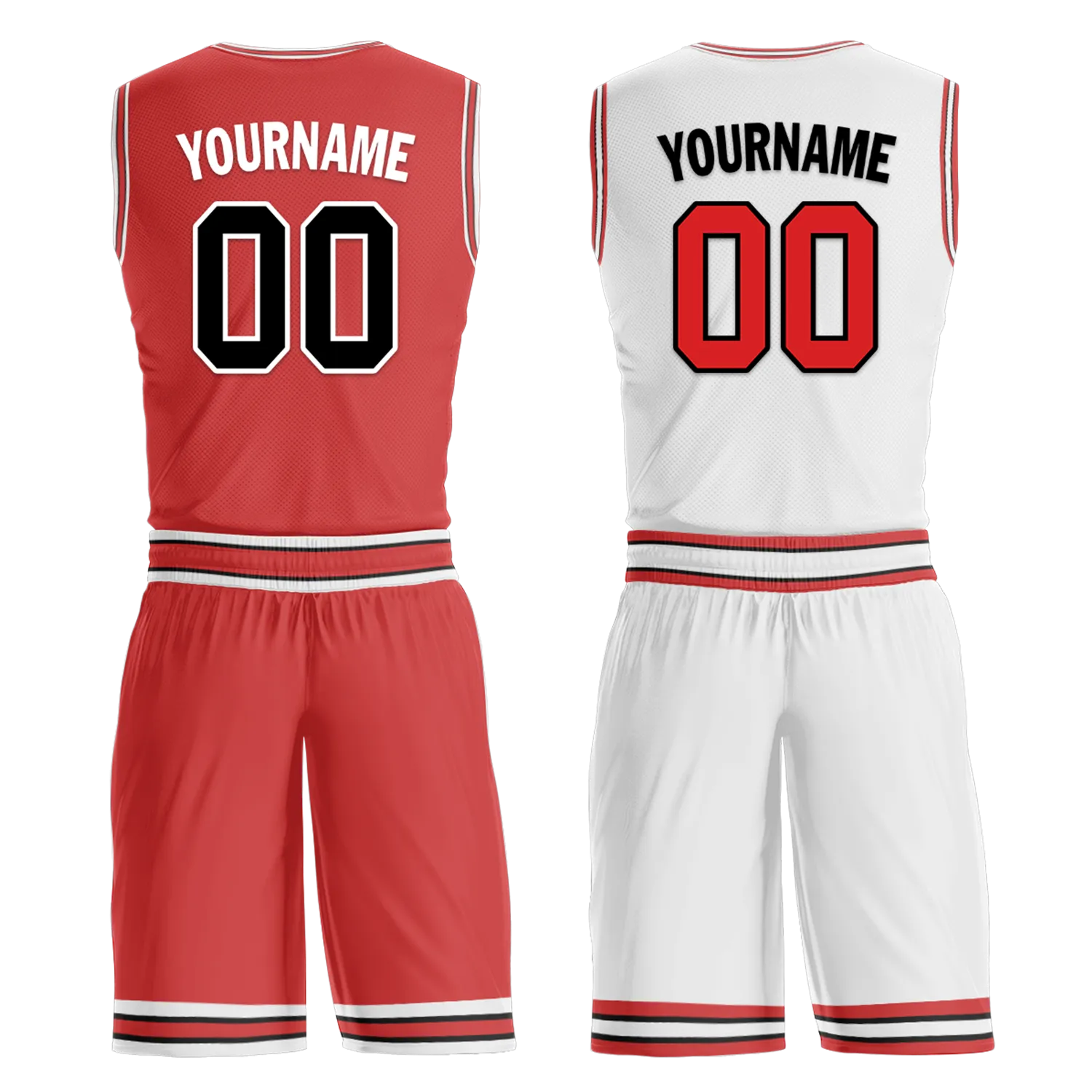 Custom Red White Classic Style Reversible Basketball Uniform Personalized BBJR-D017005