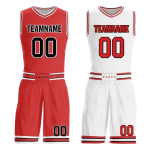 Custom Red White Classic Style Reversible Basketball Uniform Personalized BBJR-D017005