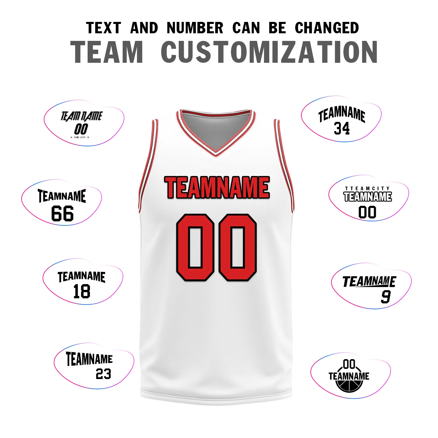 Custom Red White Classic Style Reversible Basketball Uniform Personalized BBJR-D017005