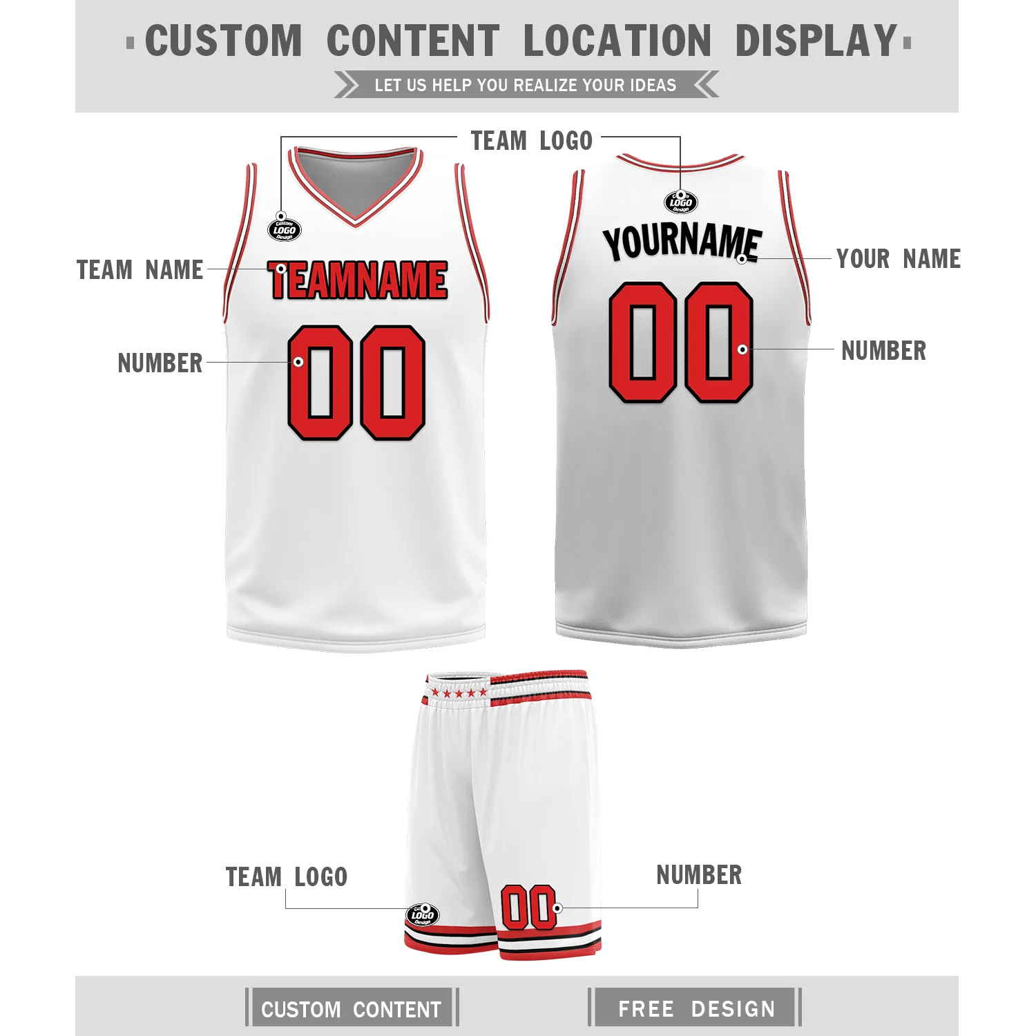 Custom Red White Classic Style Reversible Basketball Uniform Personalized BBJR-D017005