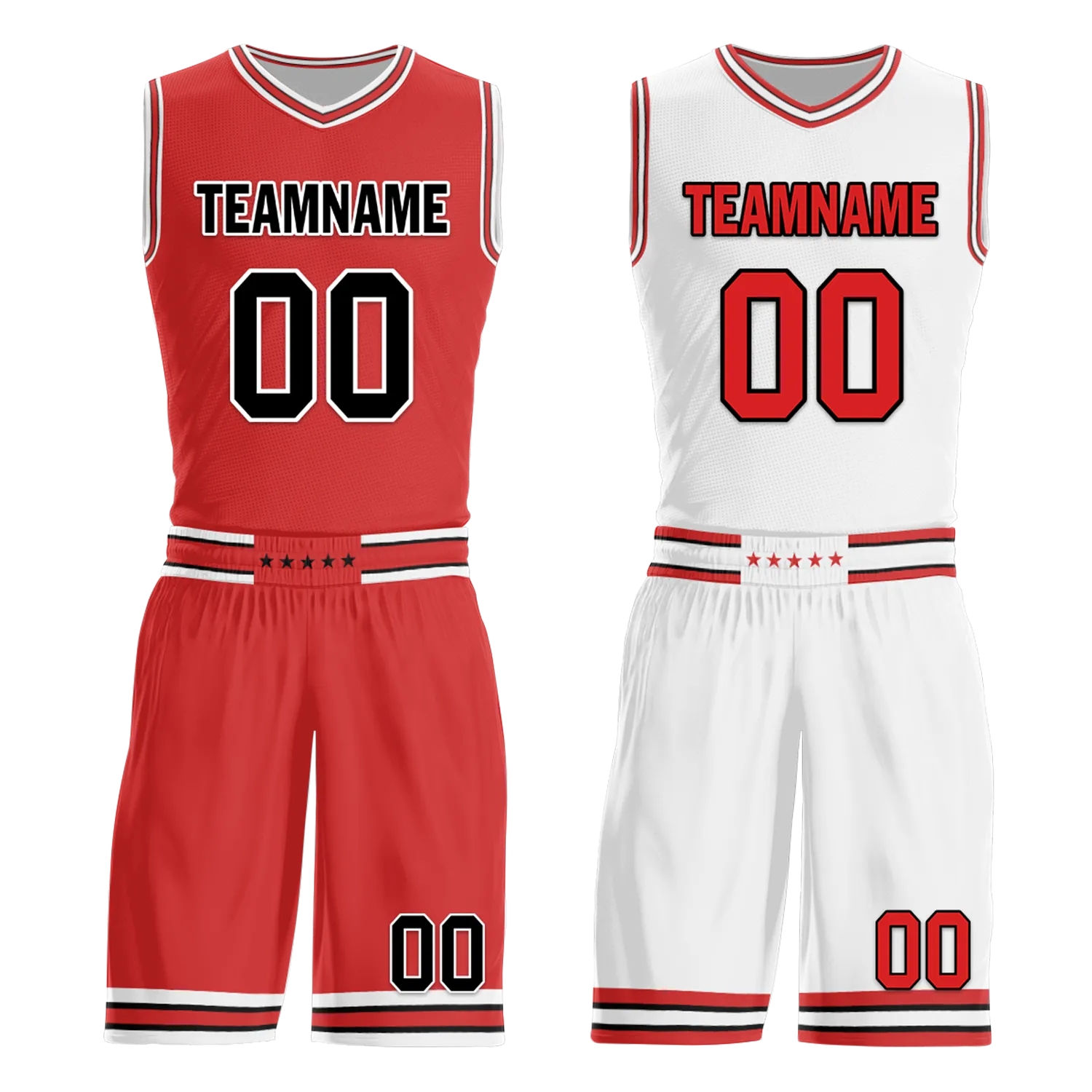 Custom Red White Classic Style Reversible Basketball Uniform Personalized BBJR-D017005