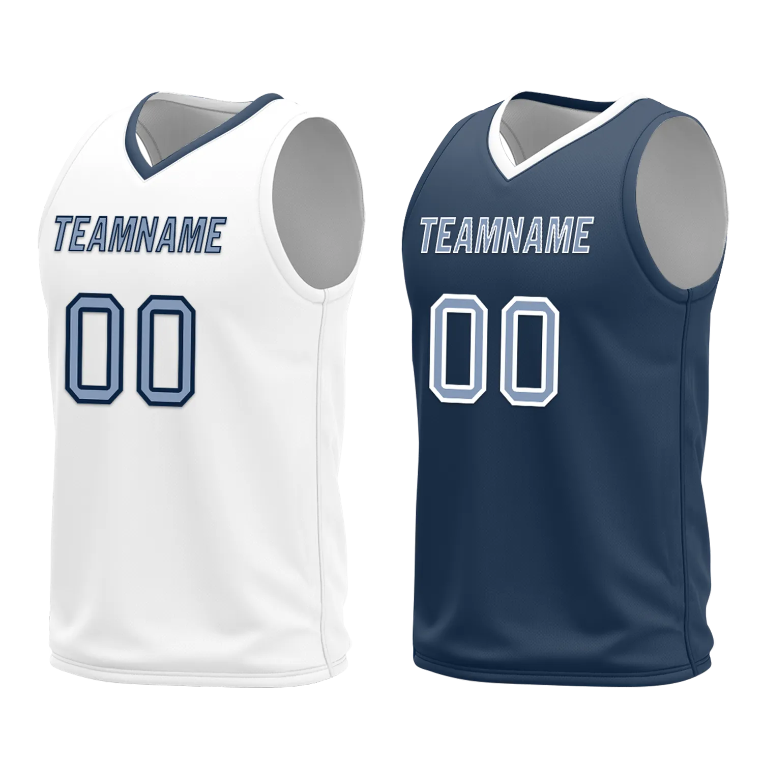 Custom White Blue Classic Style Reversible Basketball Uniform Personalized COOLMAX BBJR-D017043