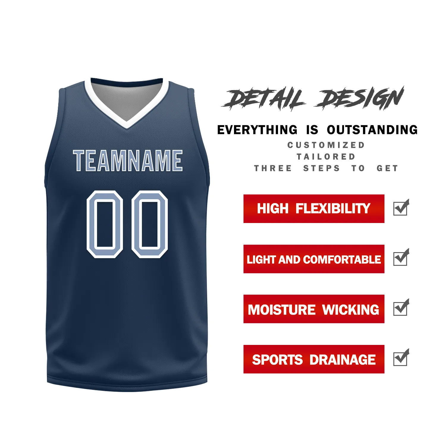 Custom White Blue Classic Style Reversible Basketball Uniform Personalized COOLMAX BBJR-D017043