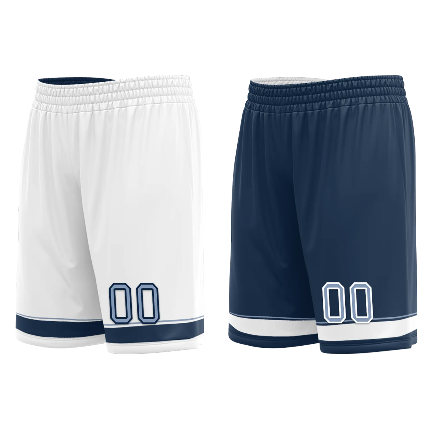 Custom White Blue Classic Style Reversible Basketball Uniform Personalized COOLMAX BBJR-D017043