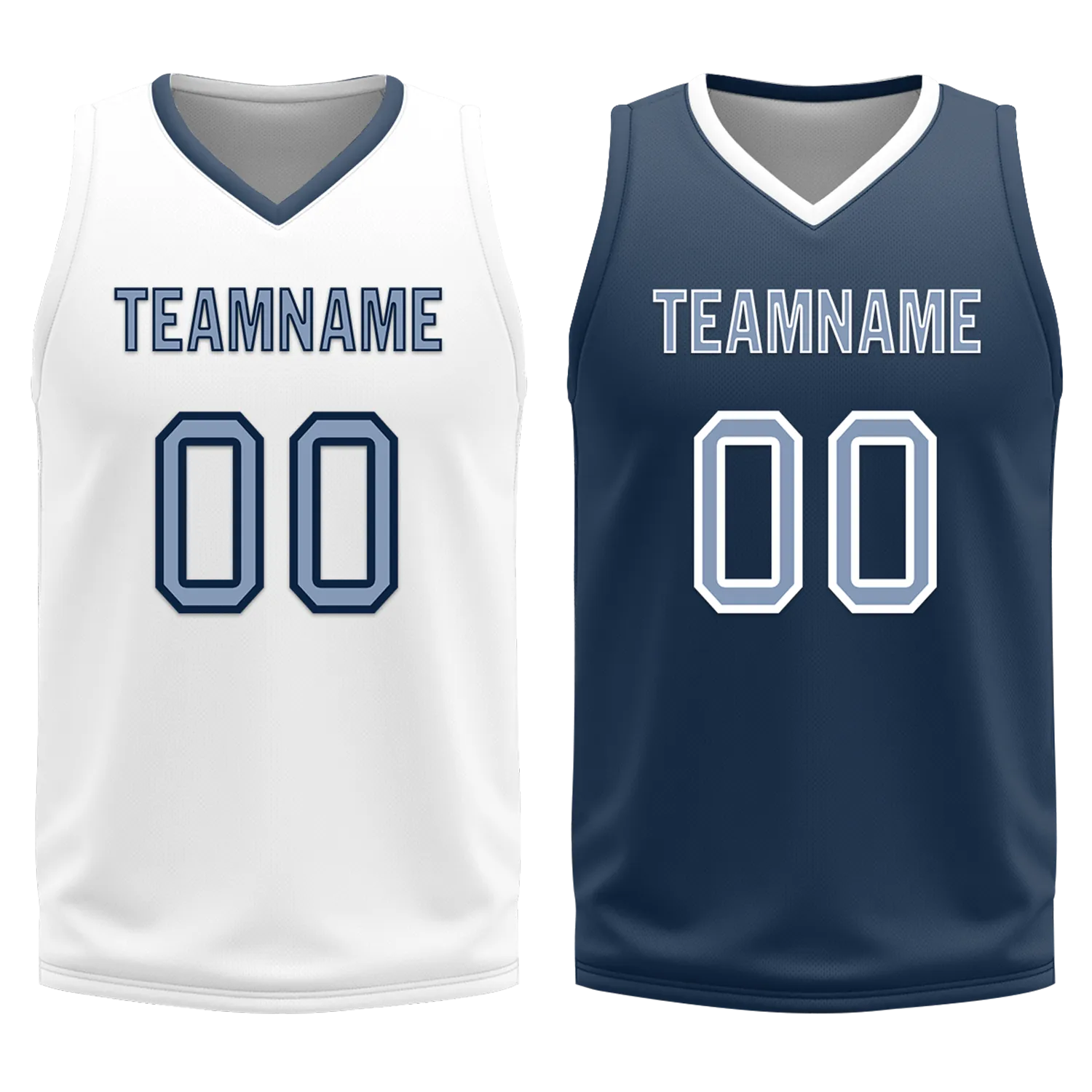 Custom White Blue Classic Style Reversible Basketball Uniform Personalized COOLMAX BBJR-D017043