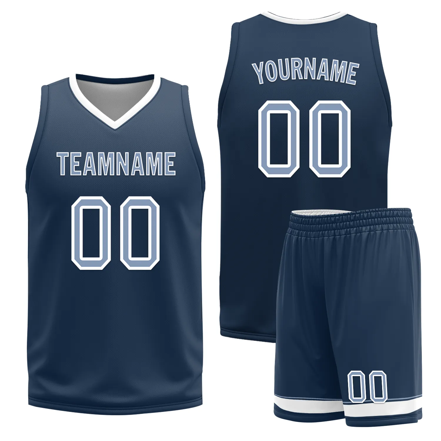 Custom White Blue Classic Style Reversible Basketball Uniform Personalized COOLMAX BBJR-D017043