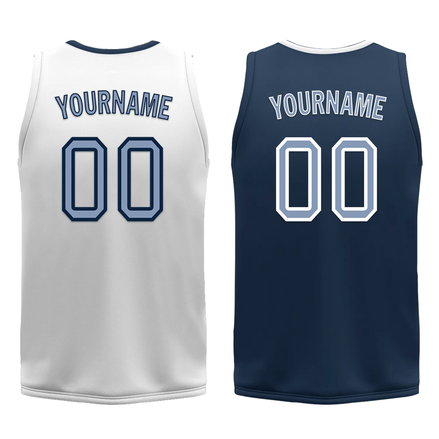 Custom White Blue Classic Style Reversible Basketball Uniform Personalized COOLMAX BBJR-D017043