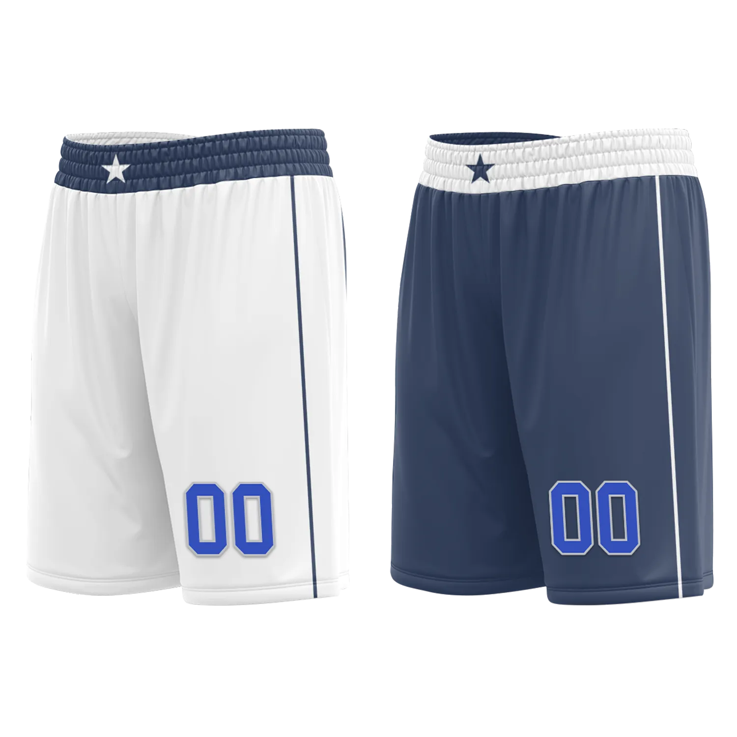 Custom White Blue Classic Style Reversible Basketball Uniform Personalized Ordinary BBJR-D017054