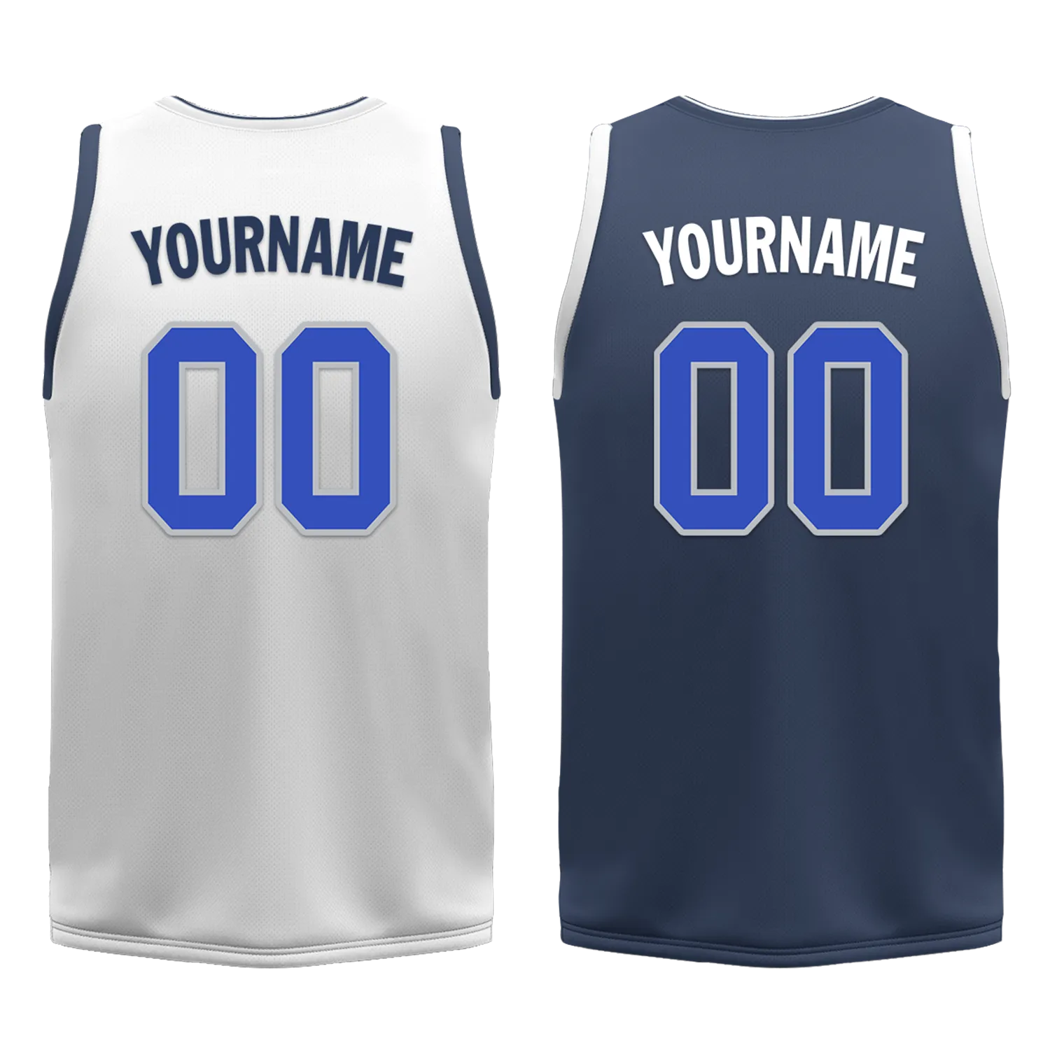 Custom White Blue Classic Style Reversible Basketball Uniform Personalized Ordinary BBJR-D017054