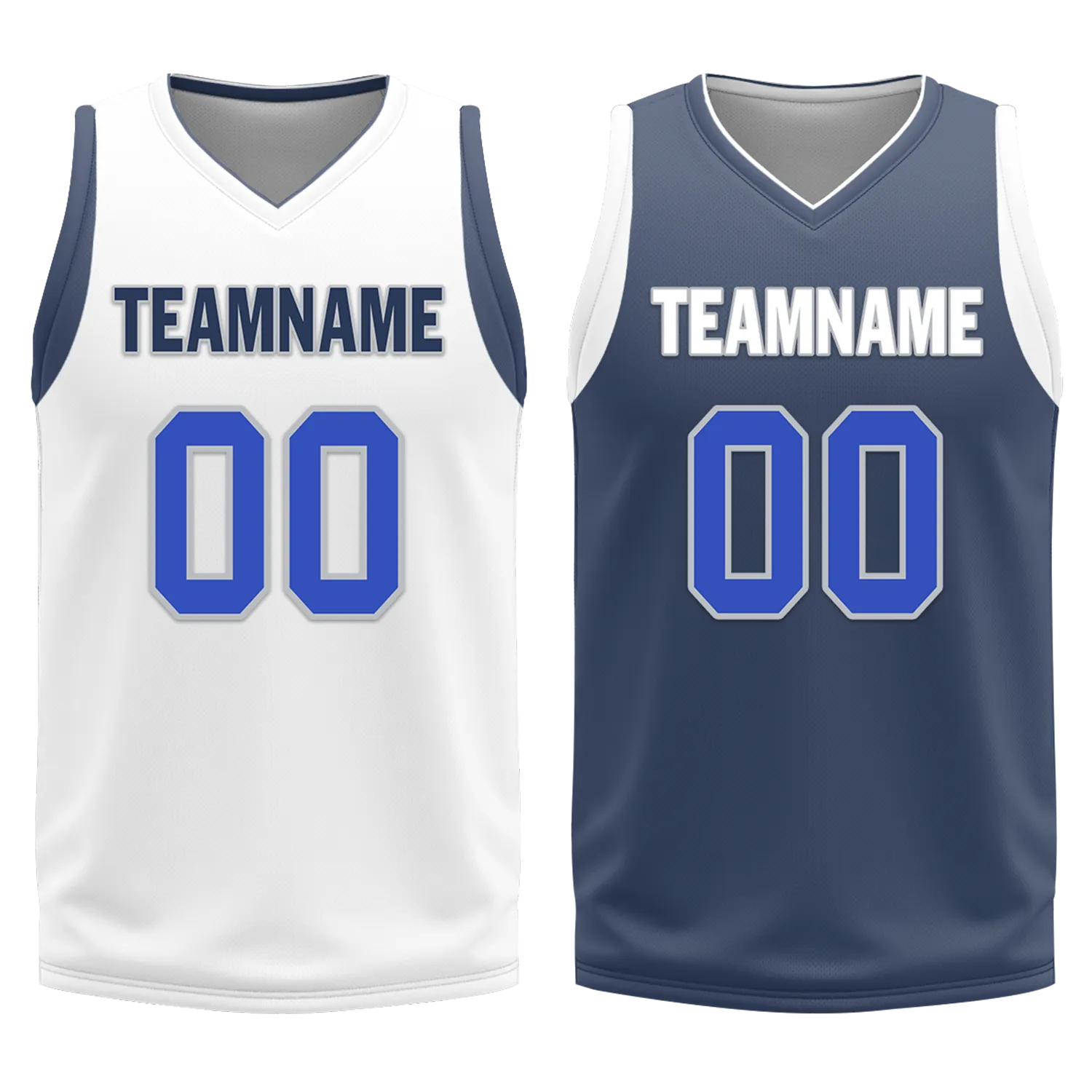 Custom White Blue Classic Style Reversible Basketball Uniform Personalized Ordinary BBJR-D017054