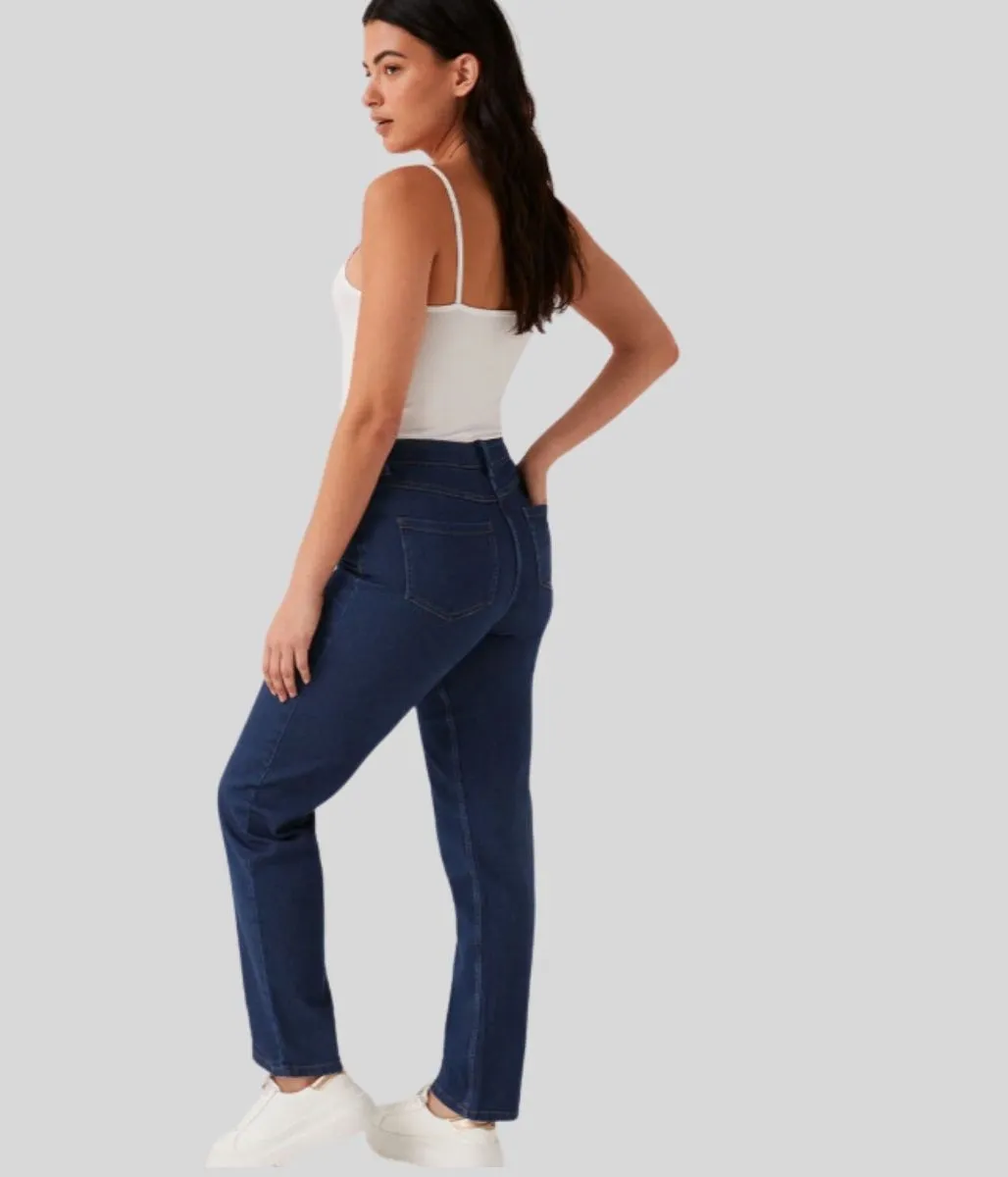 Dark Blue Straight Leg Jeans