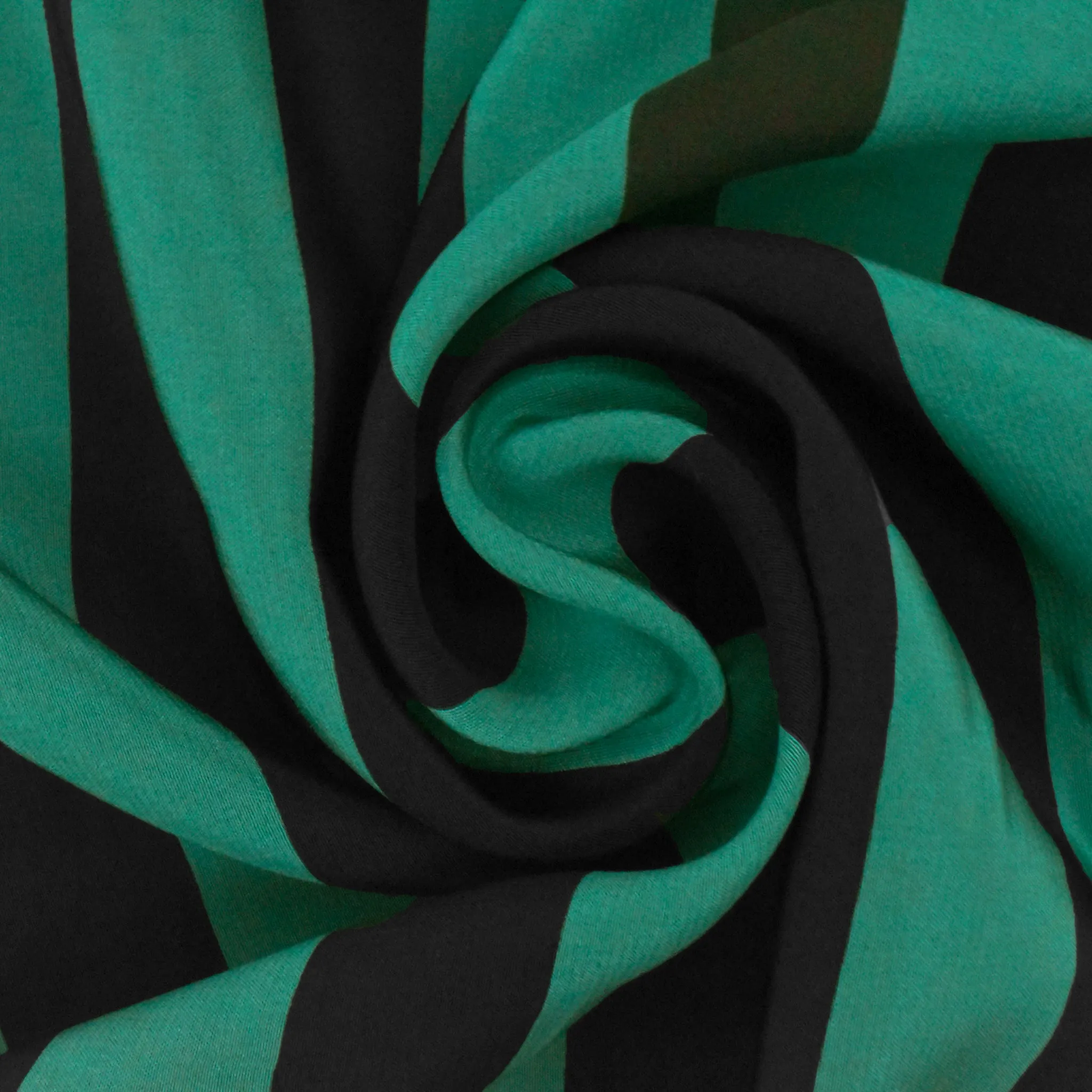 Dark Green-Black Stripe Printed Silk Faille Woven Fabric