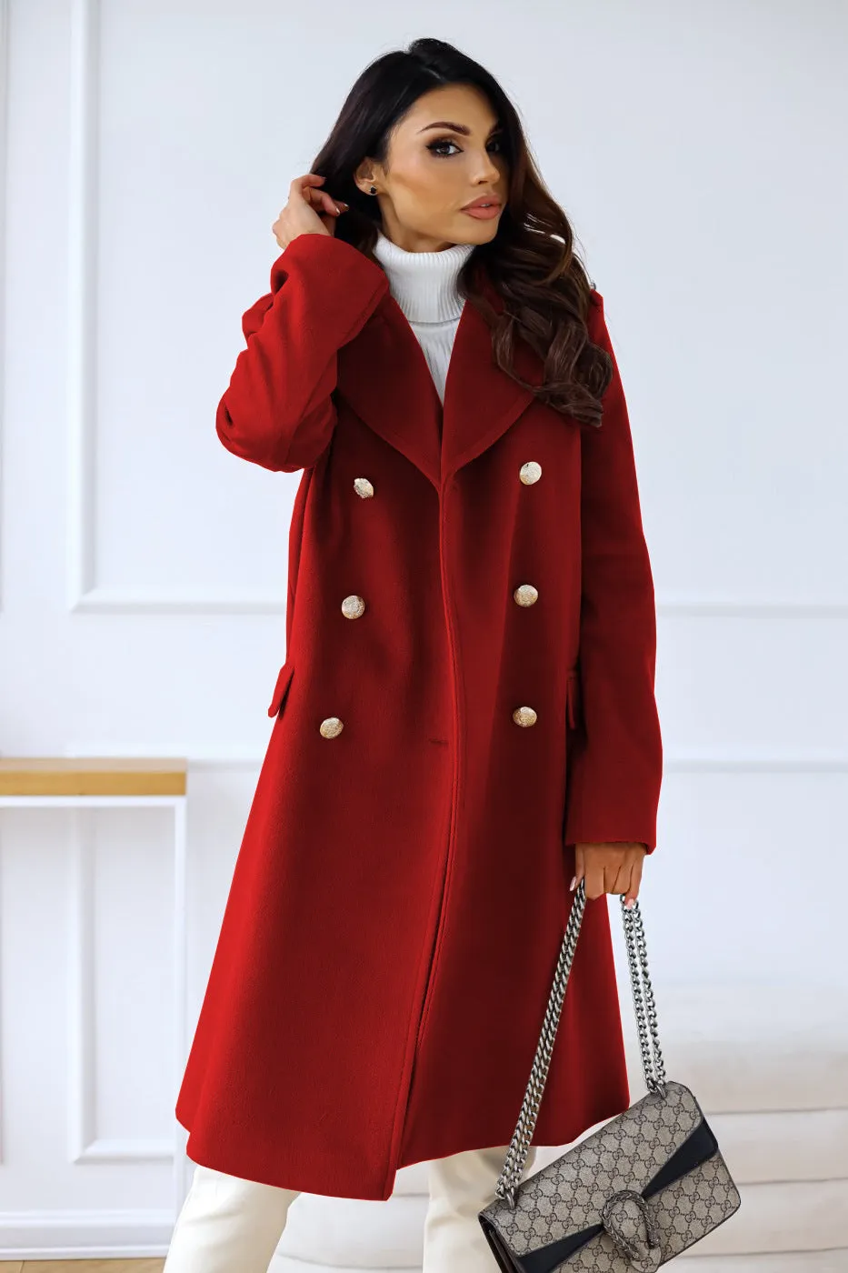 Double-breasted wool coat for women - Nina