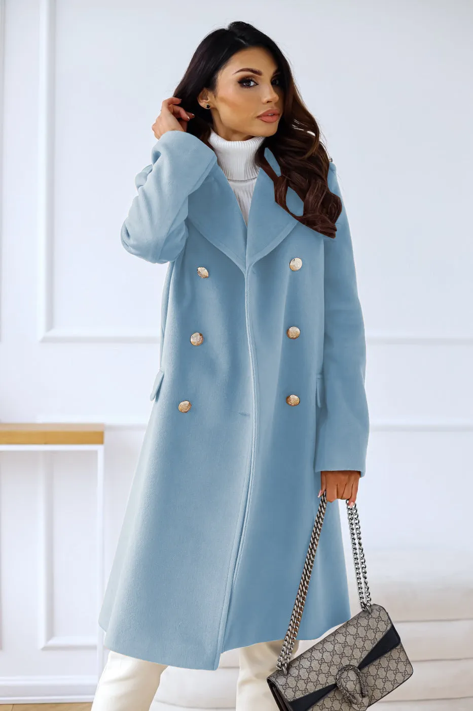 Double-breasted wool coat for women - Nina