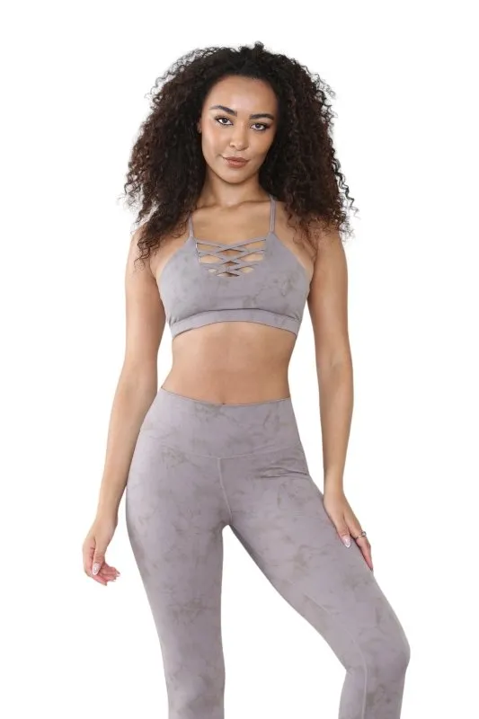 Elaina Fashion Women’s 2 Piece Tie Dye Seamless Workout Suit Criss Cross Sports Padded Sleeveless Bra with High Waist Ruched Butt Leggings Set Tracksuit Gym Yoga Loungewear