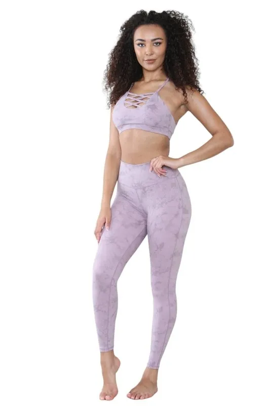 Elaina Fashion Women’s 2 Piece Tie Dye Seamless Workout Suit Criss Cross Sports Padded Sleeveless Bra with High Waist Ruched Butt Leggings Set Tracksuit Gym Yoga Loungewear