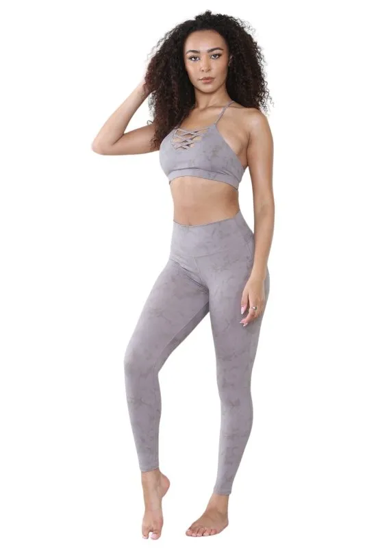 Elaina Fashion Women’s 2 Piece Tie Dye Seamless Workout Suit Criss Cross Sports Padded Sleeveless Bra with High Waist Ruched Butt Leggings Set Tracksuit Gym Yoga Loungewear