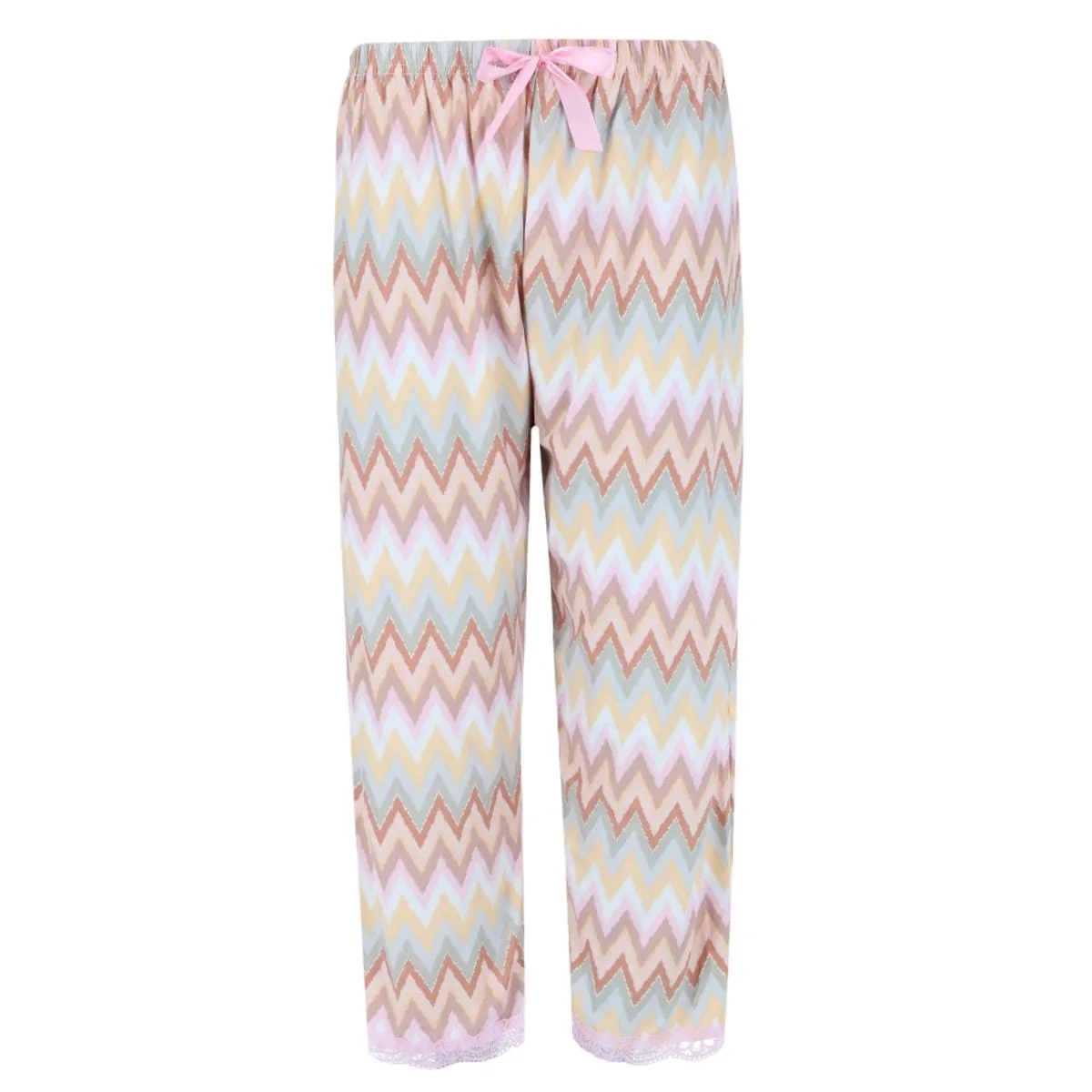 Elegant Emily Women's Plus Size Chevron Multicolor Short Sleeve Capri Set