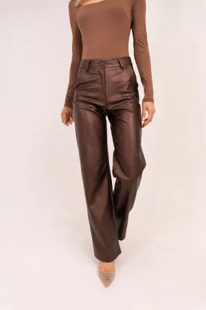 Erica Metallic Trousers In Bronze