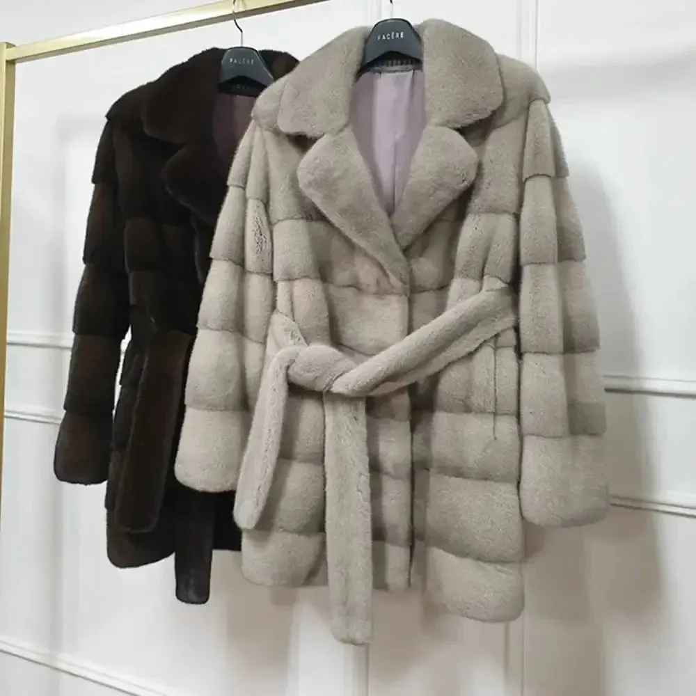 Fancy Warm Mink Fur Coat for Women