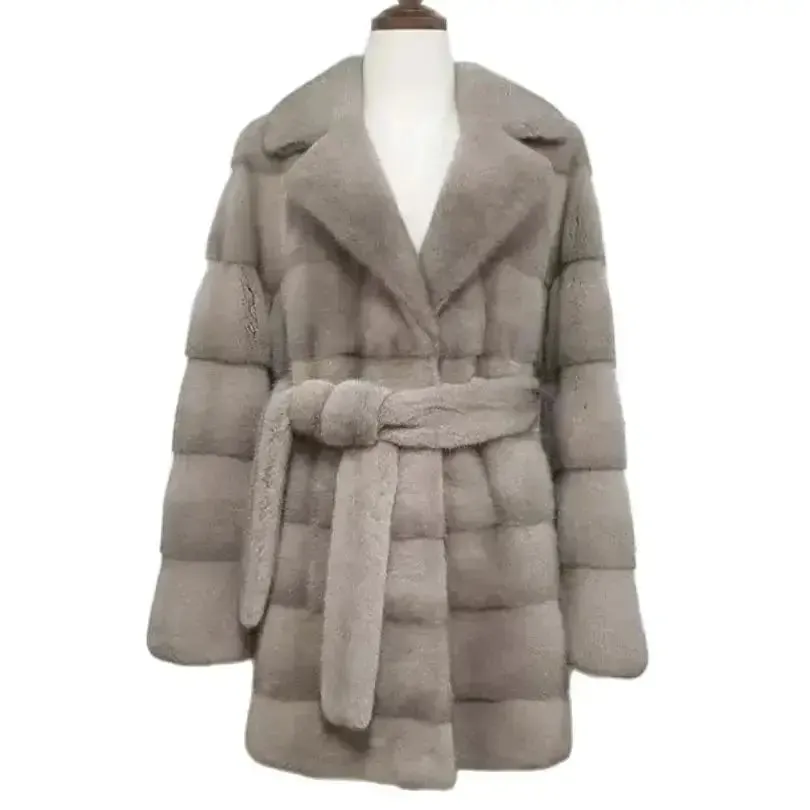 Fancy Warm Mink Fur Coat for Women