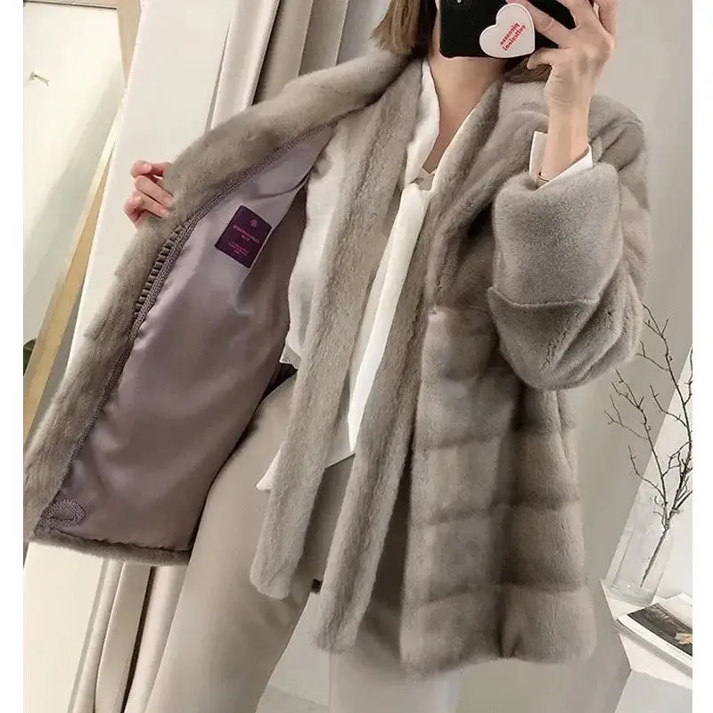 Fancy Warm Mink Fur Coat for Women