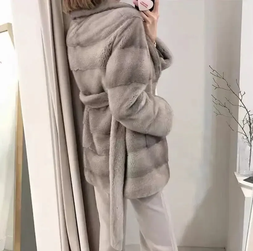 Fancy Warm Mink Fur Coat for Women