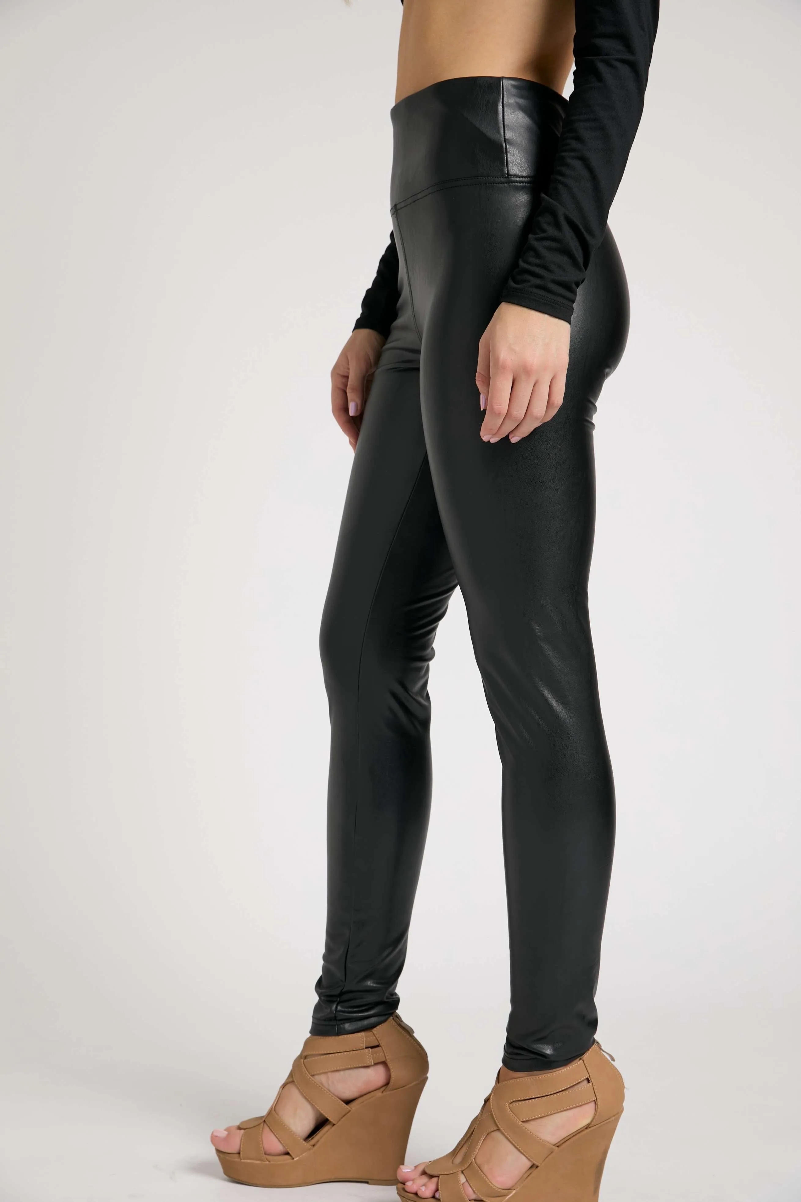 Faux Leather Capri Leggings