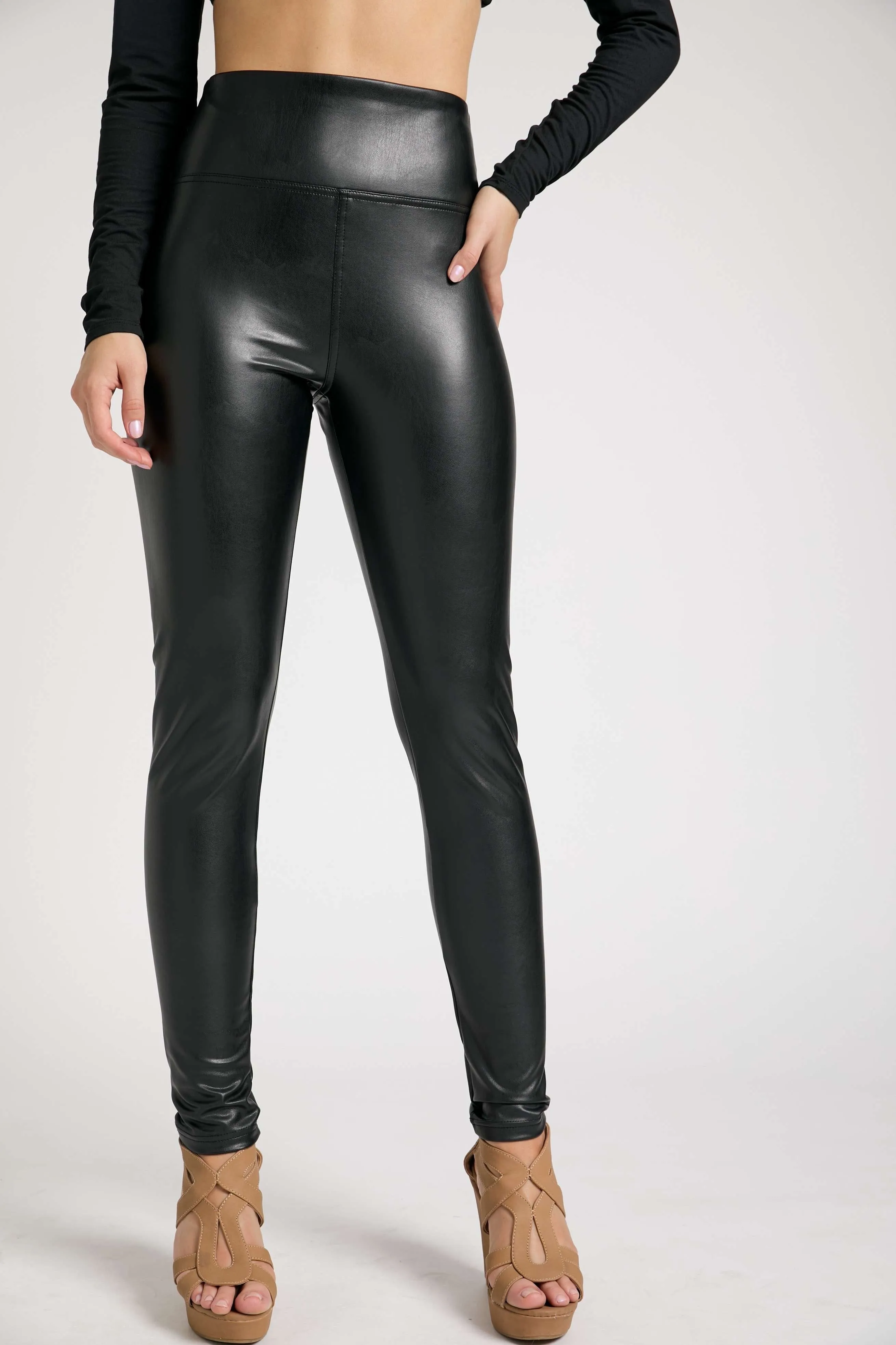 Faux Leather Capri Leggings