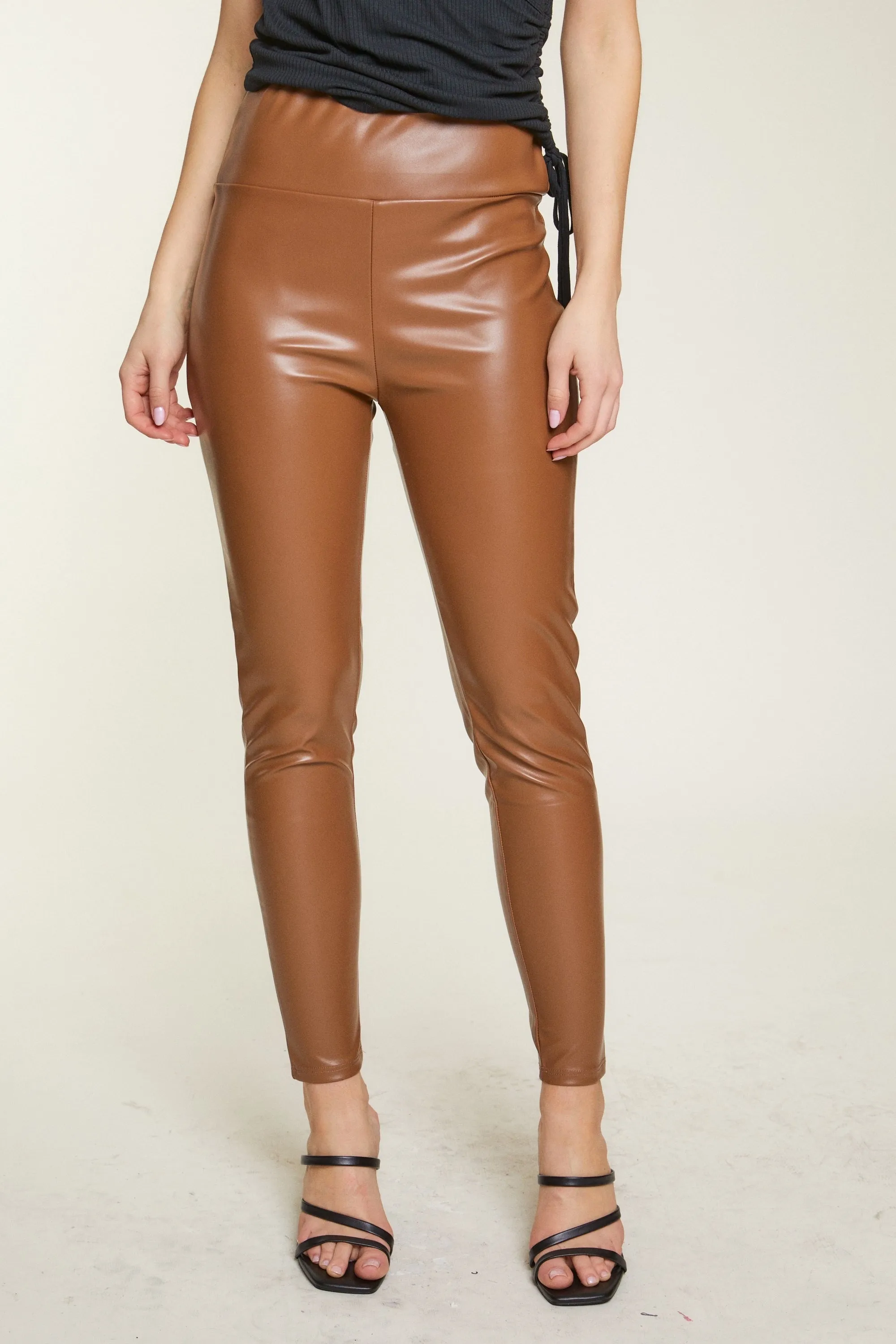 Faux Leather Capri Leggings