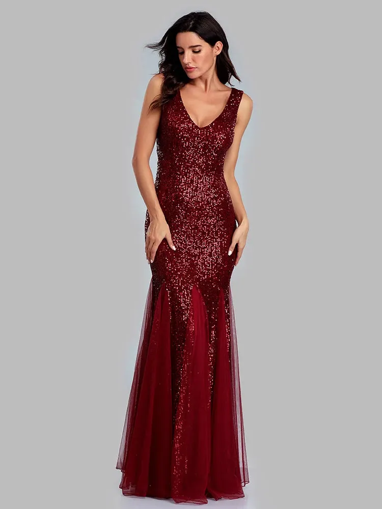 Formal Sleeveless Mermaid Dress With Long Shawl Evening Party Gowns