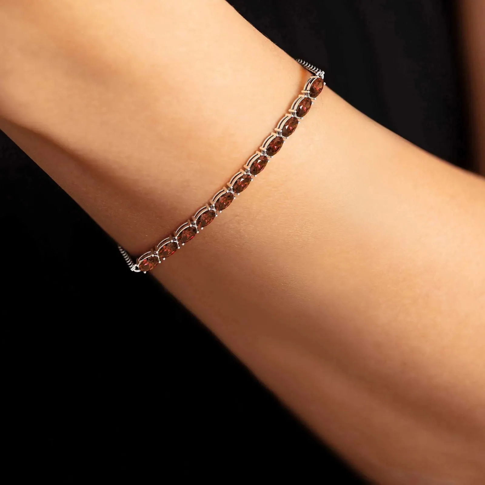 Garnet Tennis Bracelet crafted in 925 Sterling Silver | Irosk Australia ®