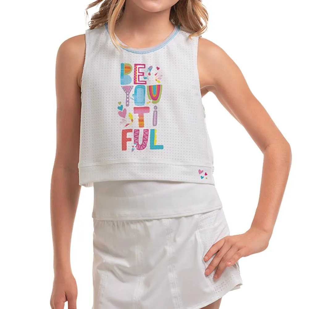 Girl's Beautiful Bloom Tennis Tank White