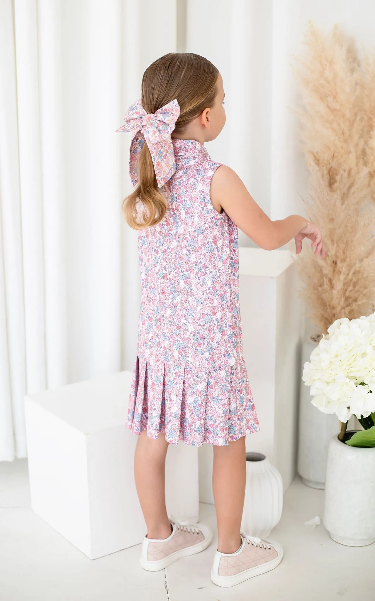 Girls Blue Ditsy Tennis Dress