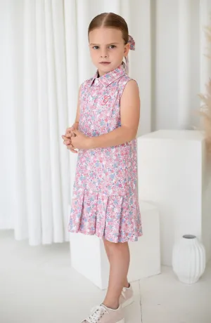 Girls Blue Ditsy Tennis Dress