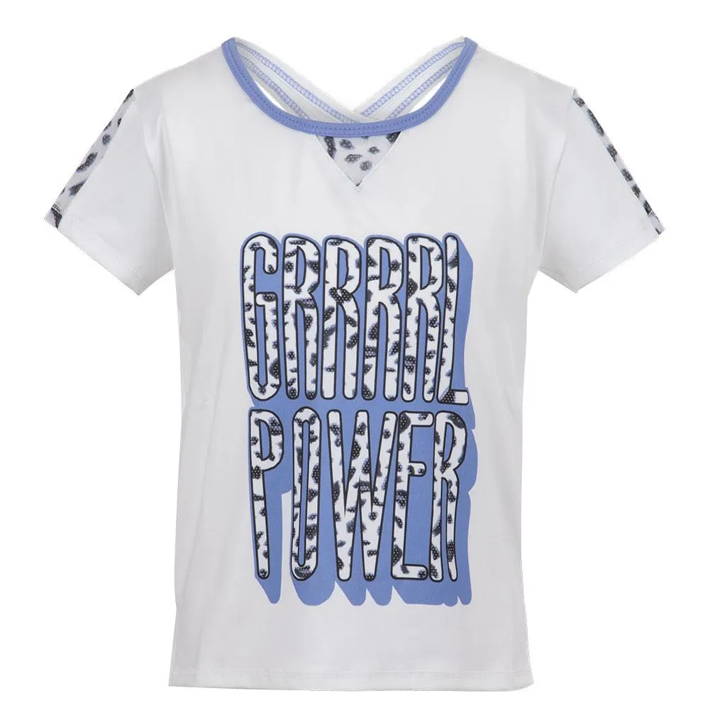 Girls' Grrrl Power Tennis Tee White