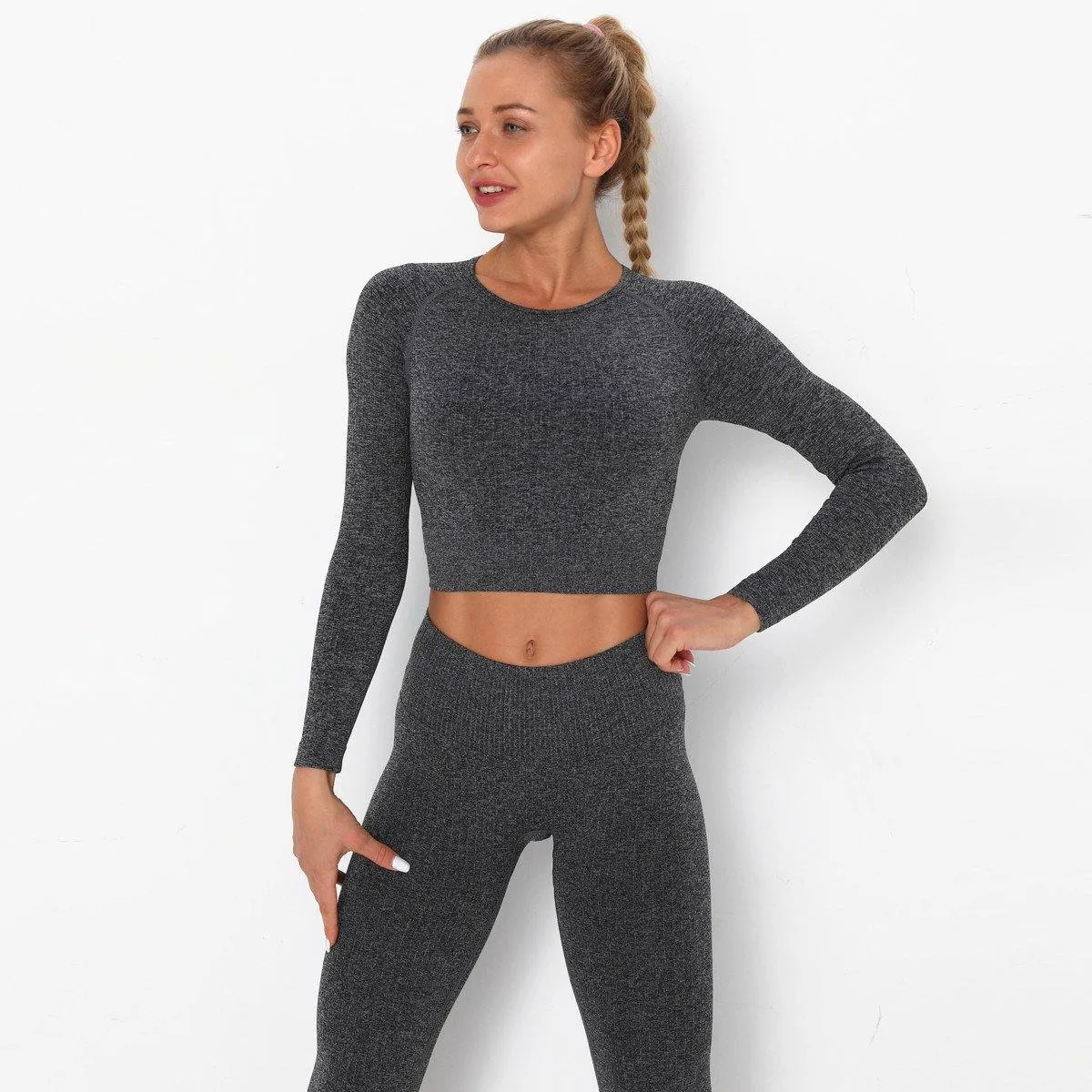 Gray Two Piece Yoga Set