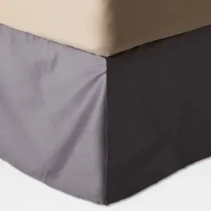 Gray Wrinkle-Resistant Cotton Bed Skirt (King) - Threshold