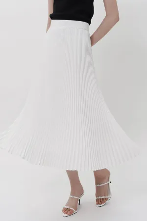 Hiu Pleated Midi Skirt In Broken White