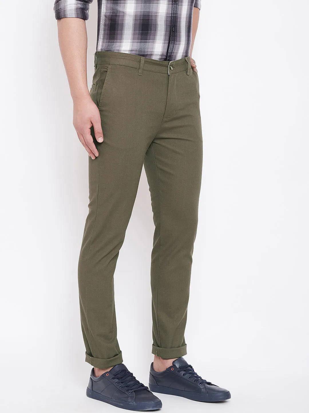 JUMP USA Men Olive Casual Slim Fit Trousers