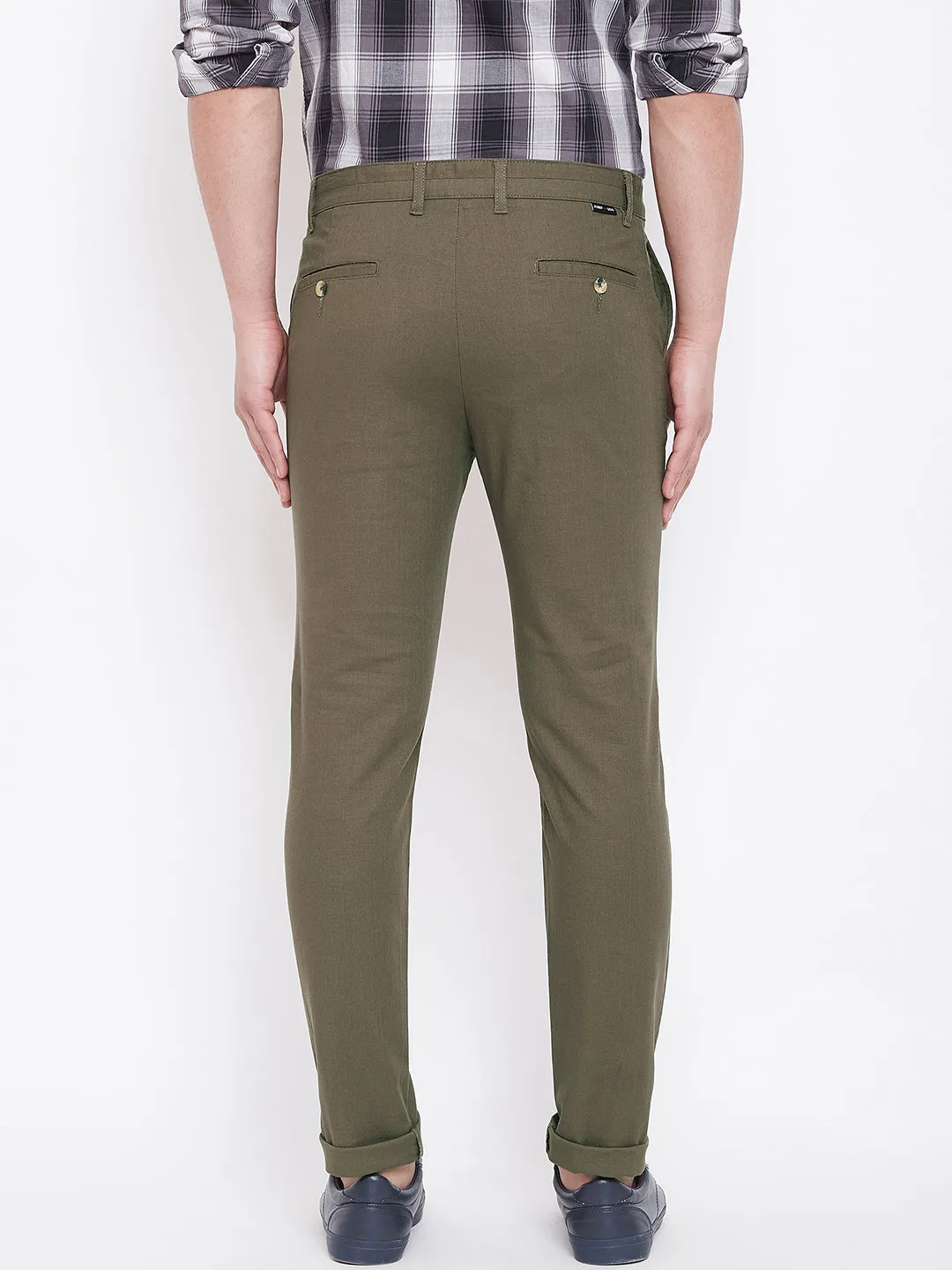 JUMP USA Men Olive Casual Slim Fit Trousers