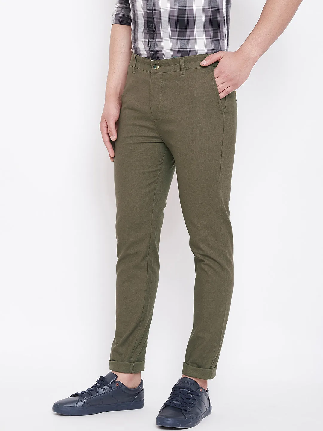 JUMP USA Men Olive Casual Slim Fit Trousers