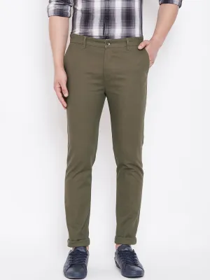 JUMP USA Men Olive Casual Slim Fit Trousers