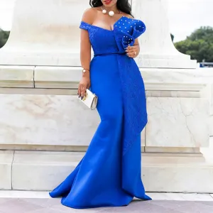 Laura Blue Beaded Evening Dress